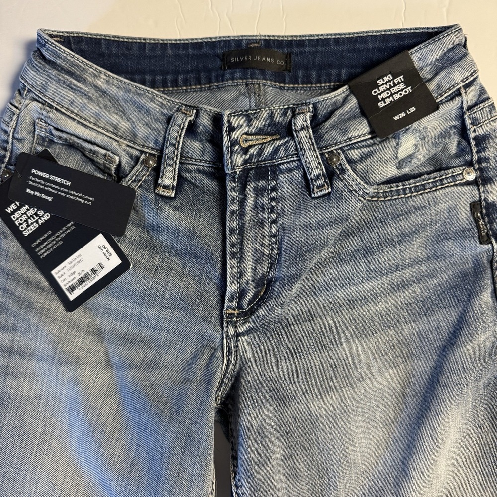 Womens Silver jeans Suki Slim boot Mid rise Curvy Fit Tagged 26/35 NWT